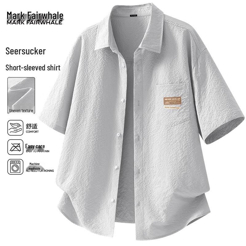 Mark Fairwhale Men s Casual Easy-Care Short Sleeve Lapel Shirt M