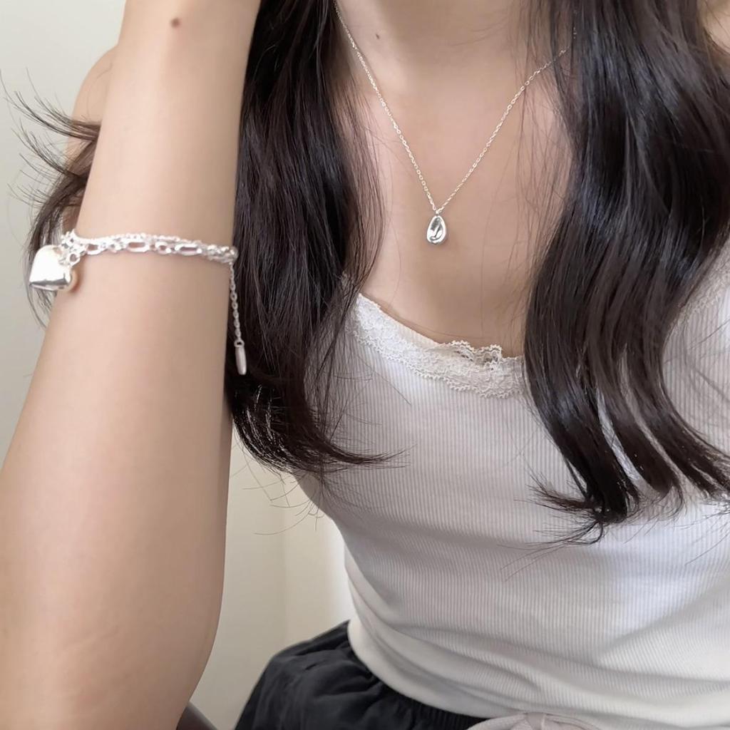 Women's Minimalist Silver Egg Drop Pendant Necklace: High-End s925 Sterling Silver Design