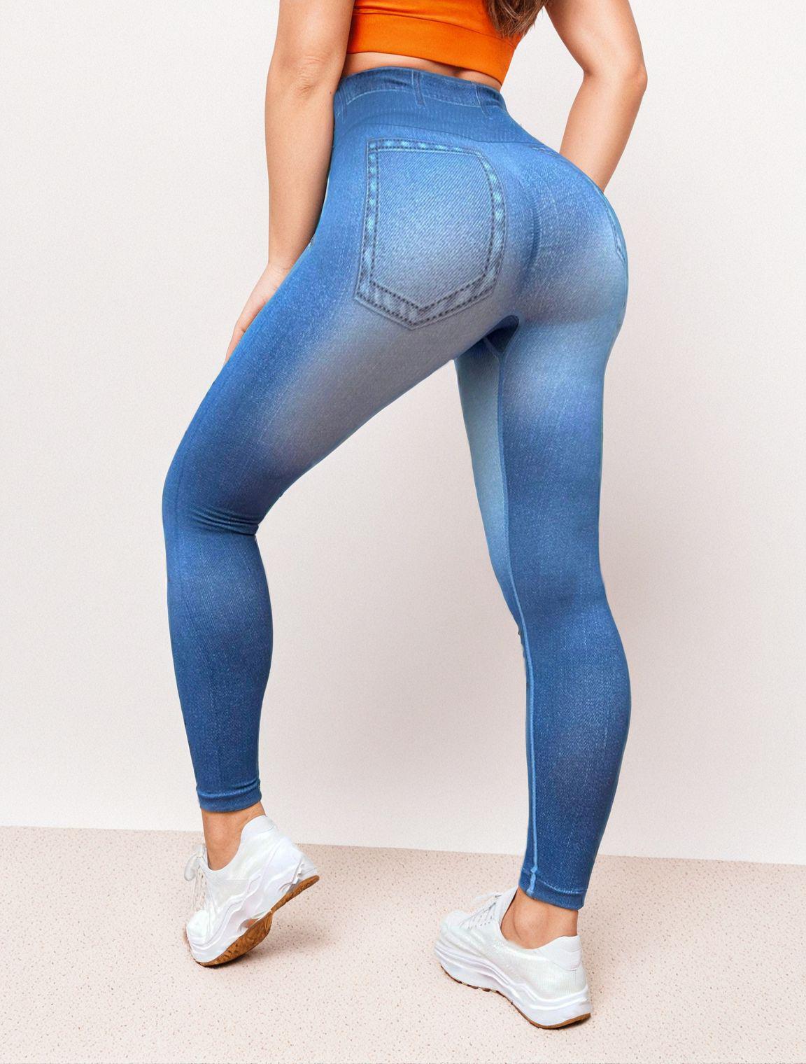 

Женские брюки для йоги с высокой талией, подтягивающие ягодицы - Принтованные, эластичные, длинные и плотно облегающие спортивные брюки Large