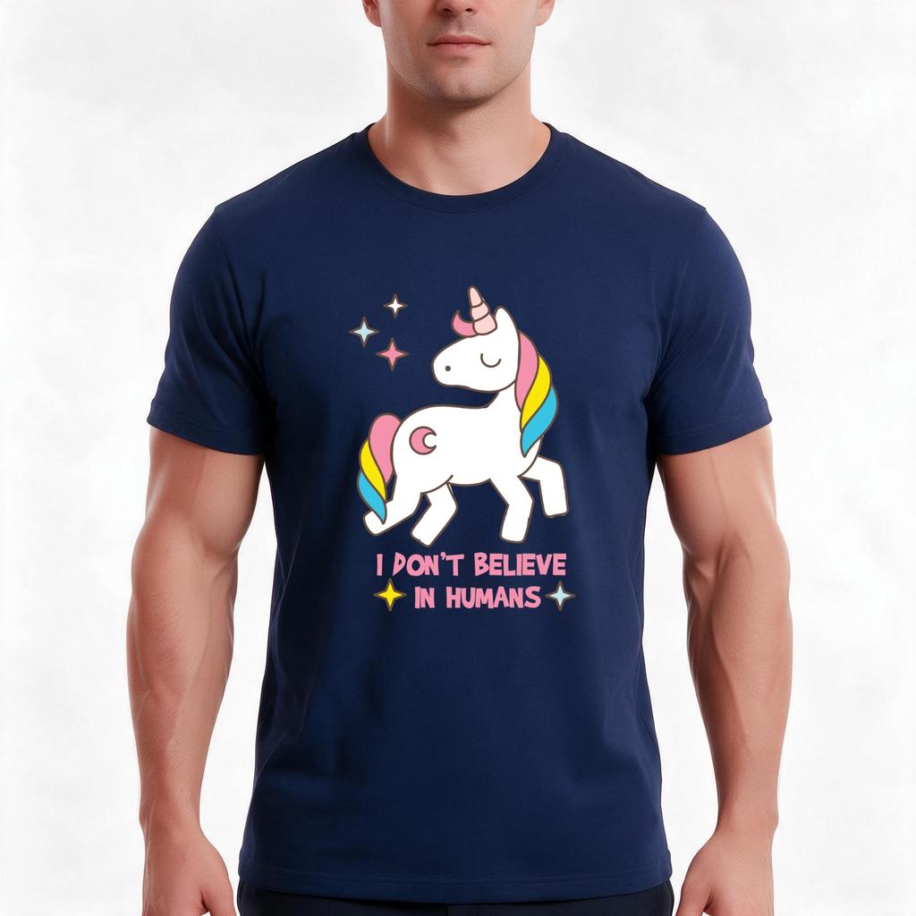 I Dont Believe In Huunisexs Unicorn Funny Tshirt Summer Casual Cotton Tee Oversized Streetwear Tops Vintage Graphic Print