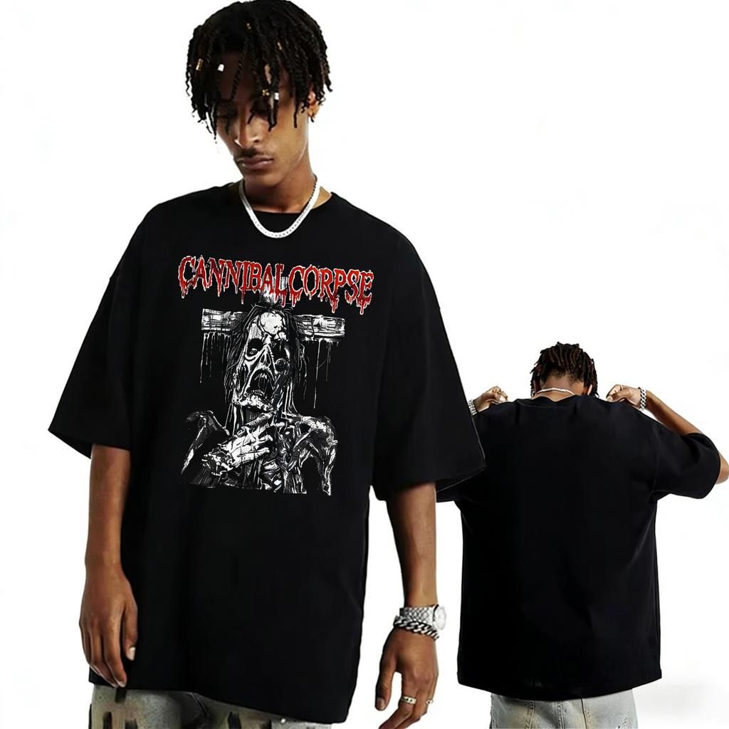 Summer Zombie Reissue Cannibal Corpse Men Women TShirt Extreme Brutal and Bloody Death Metal Style Loose Short Sleeve Cotton