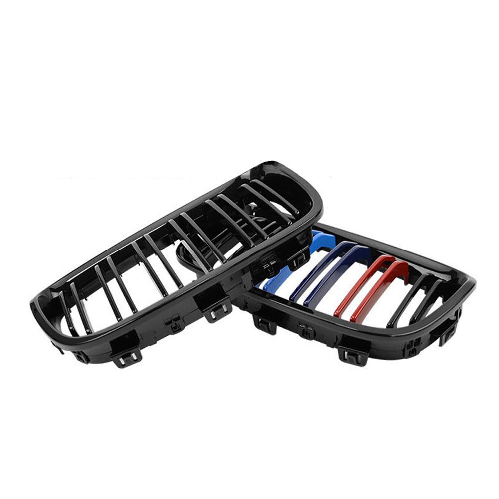 Thultra One Pair Front Kidney Grill Grille For Bmw F20 F21 1 Series 11-14 Glossy Black M Color Double Slat Racing Sport