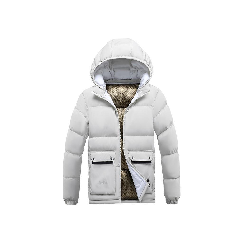 Comfortable and Versatile Jacket Light Cotton Jacket Men's Models Winter Solid Colour Removable Cap Thickened Hooded Slim Jacket Men