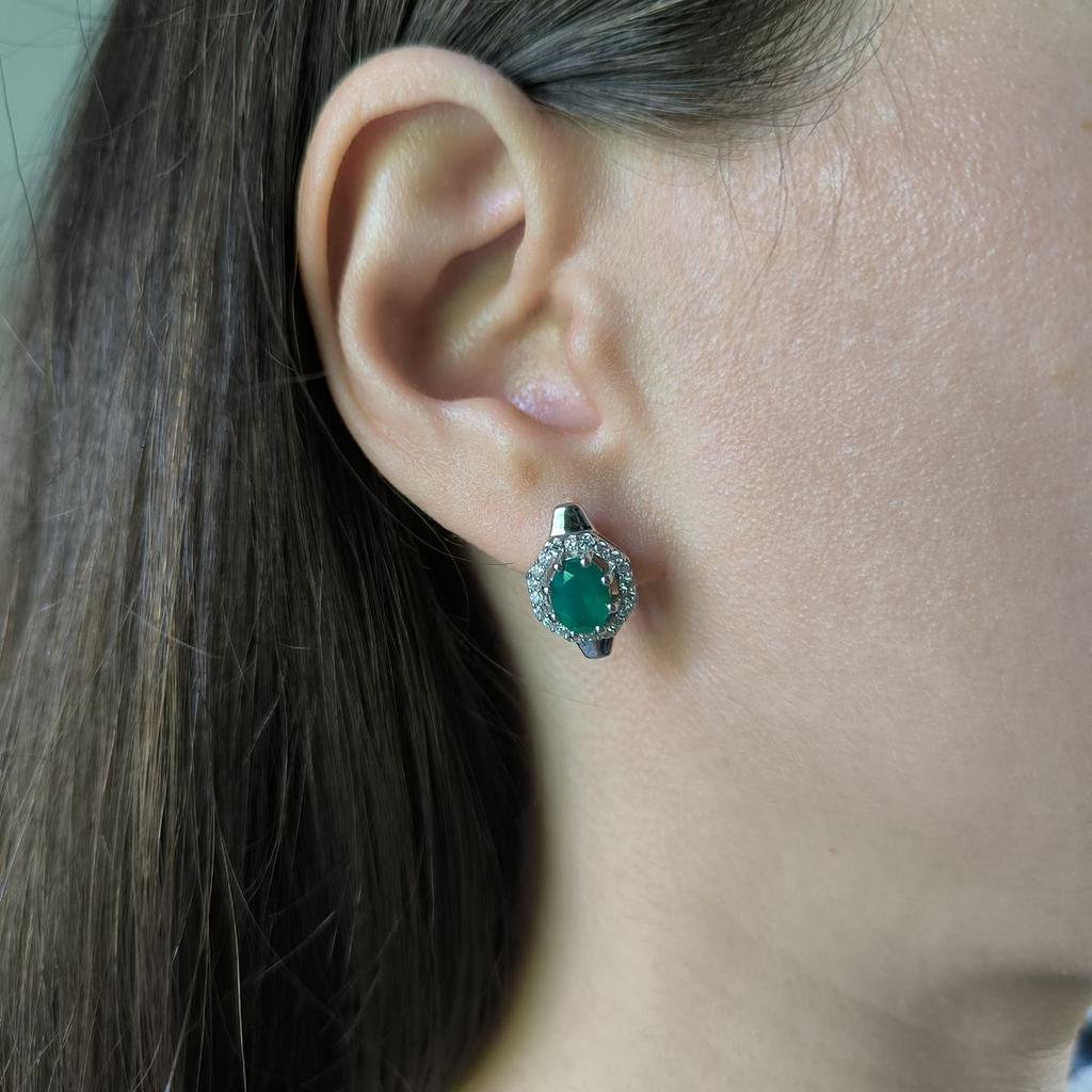 Silver Earrings with Natural Agate 3.252ct (2189848)