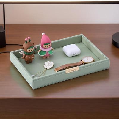 Leather Tray Desk Tray Multifunctional Bedside Organizers Table Jewelry Watch Holder for Changes Key Phone Glasses Home Decor