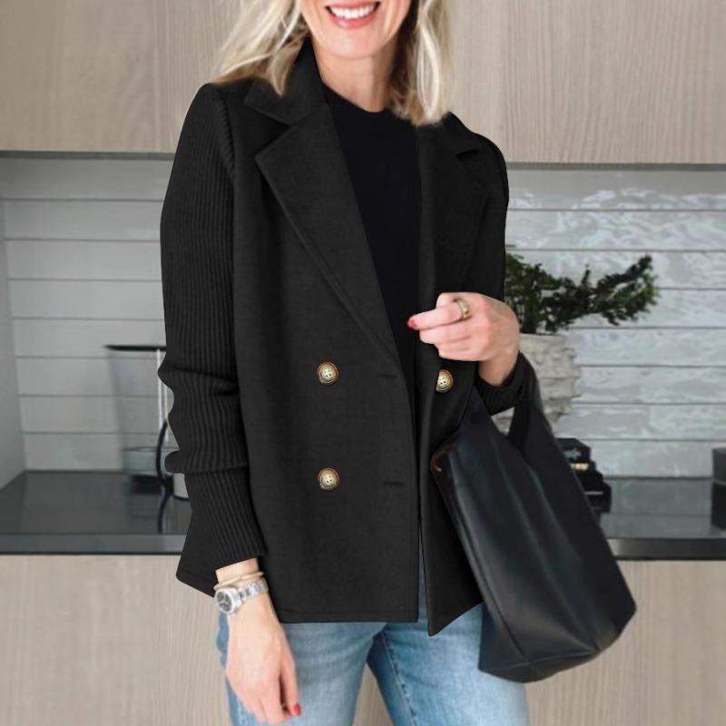 Women S Plus Size Double Breasted Long Sleeve Blazer Coat Solid Color
