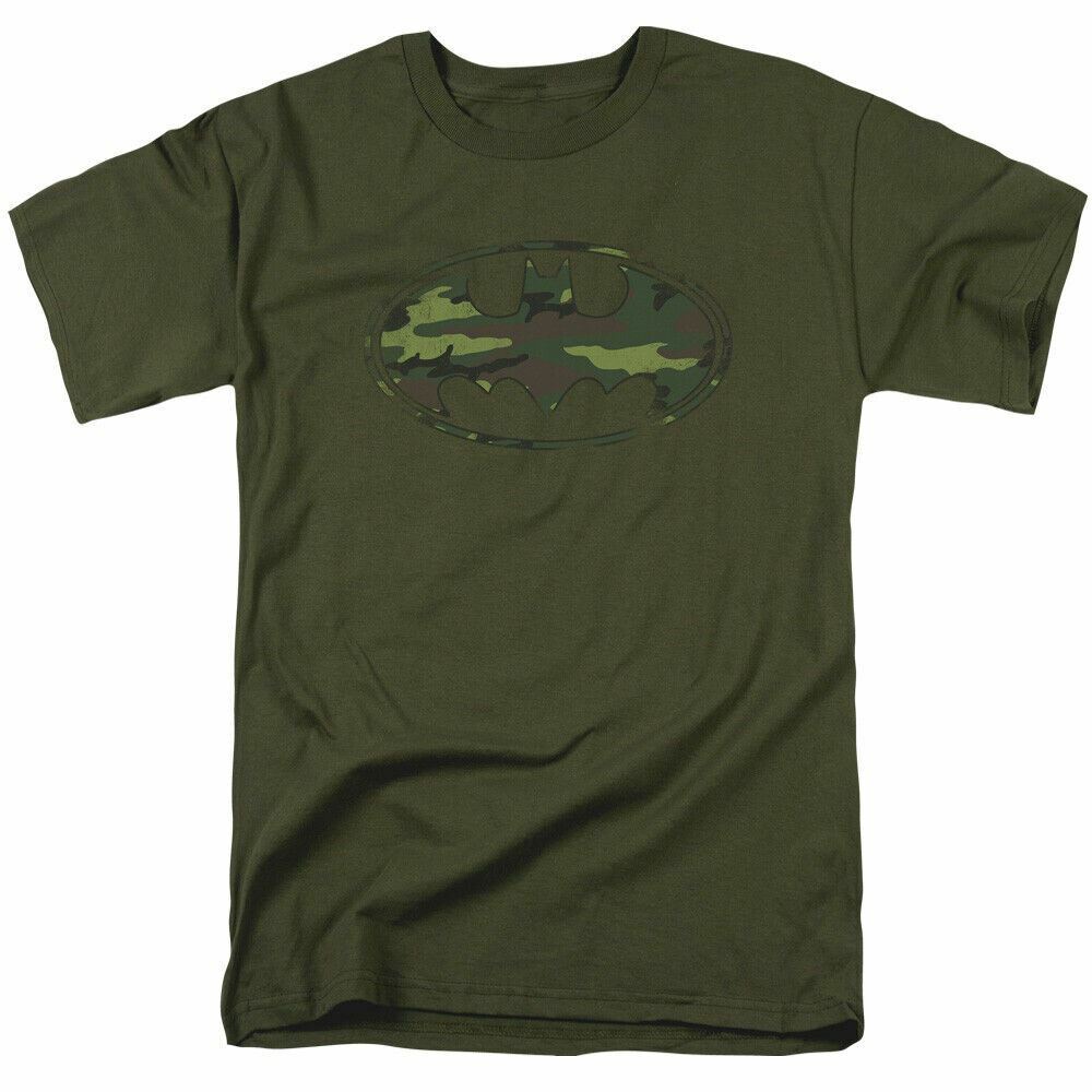 26 DC Batman Distressed Camo Shield T Shirt Mens Licensed DC Tee Military Green Unisex T-Shirt XXXL