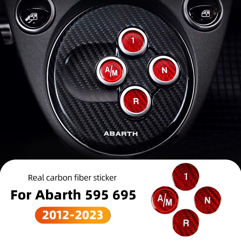 Carbon Fiber Car Gear Shift Button Switch Cover Sticker For Fiat 500 Abarth 595 695 12-23 Auto Interior Decoration Accessories