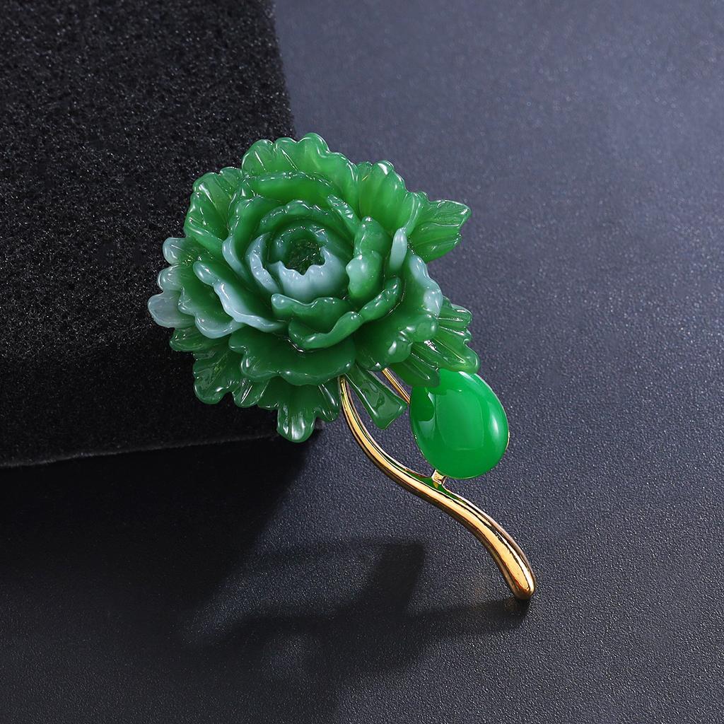 High-End Exquisite Eleganz Grüne Rose Brosche Mode Kleidung Accessoires Anstecknadel Temperament Blazer Korsage