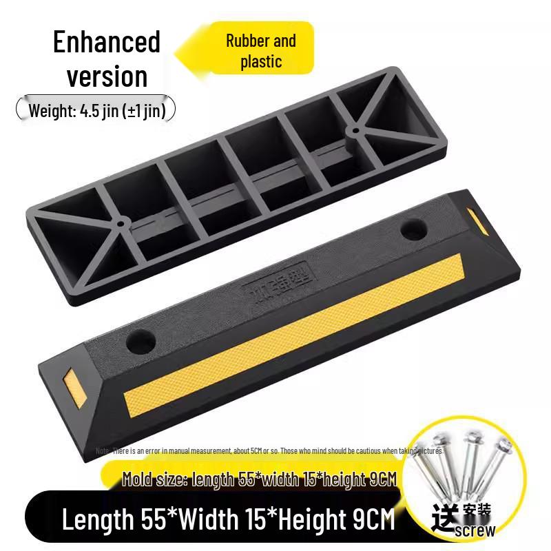 Rubber & Plastic Wheel Stopper: Parking Space, Garage, or Parking Lot Anti-collision Positioner.