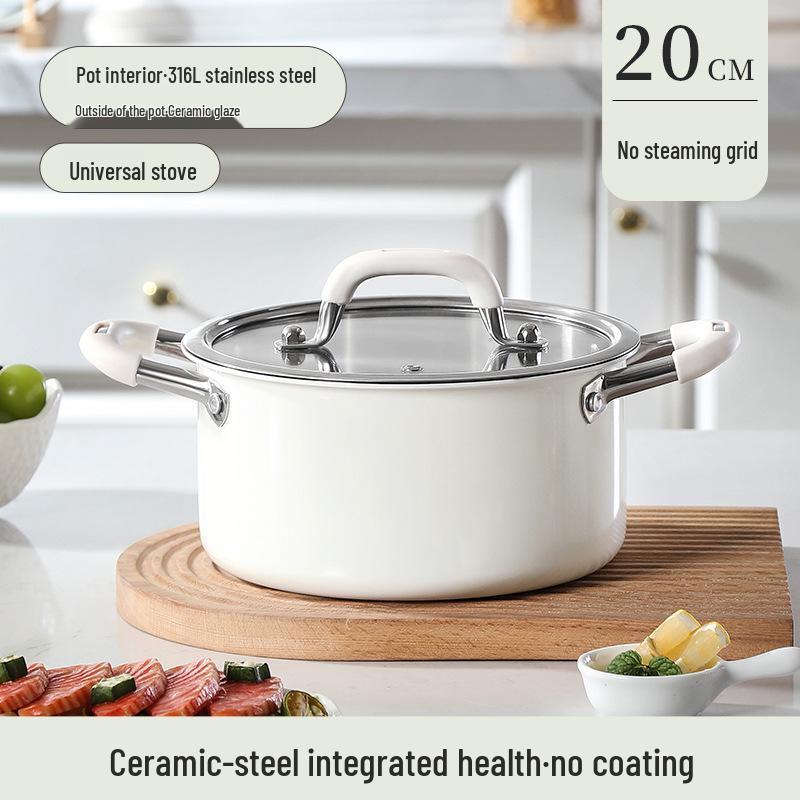 316 Stainless Steel Steamer Pot with Double Handles for Gas & Induction Cookers