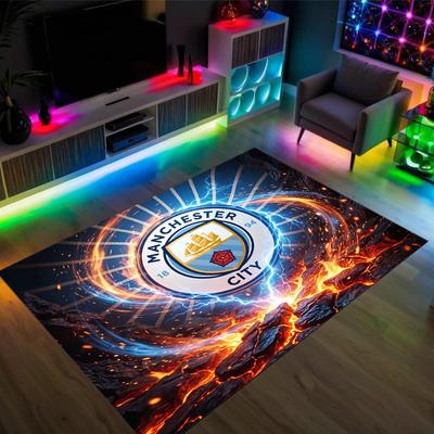 Manchester City Design Crystal Velvet Carpet Cozy Non?Slip Printed Rug For Bedroom Living Room Entrance