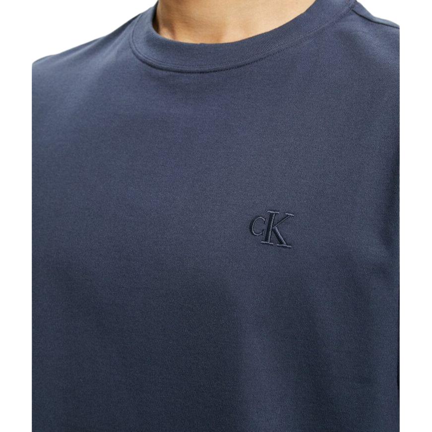 Calvin Klein Hero Series Embroidered Cotton Loose Short Sleeve T-Shirt Unisex Tops Ink-Blue 40HM229-412