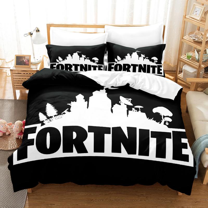 Set Biancheria da Letto Fortnite Copripiumino Gioco Federa 3D Cartone Animato Anime Biancheria da Letto Decorazione Camera da Letto Copripiumino Completo Biancheria da Letto Regalo