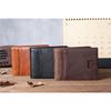 Genuine Cowhide Leather Men's Short Wallet Vintage Slim Card Holder with Money Dollar Cash Clip Classic Leather Credit Card Holder for Men Daily Use