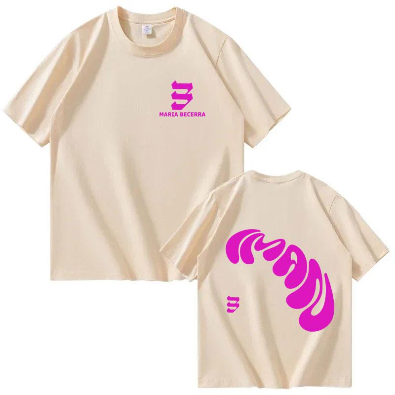 Hot-selling Singer Maria Becerra's Signature T-shirt Streetwear for Men and Women, 2025 Summer, 100% Pure Cotton Printed T-shirt