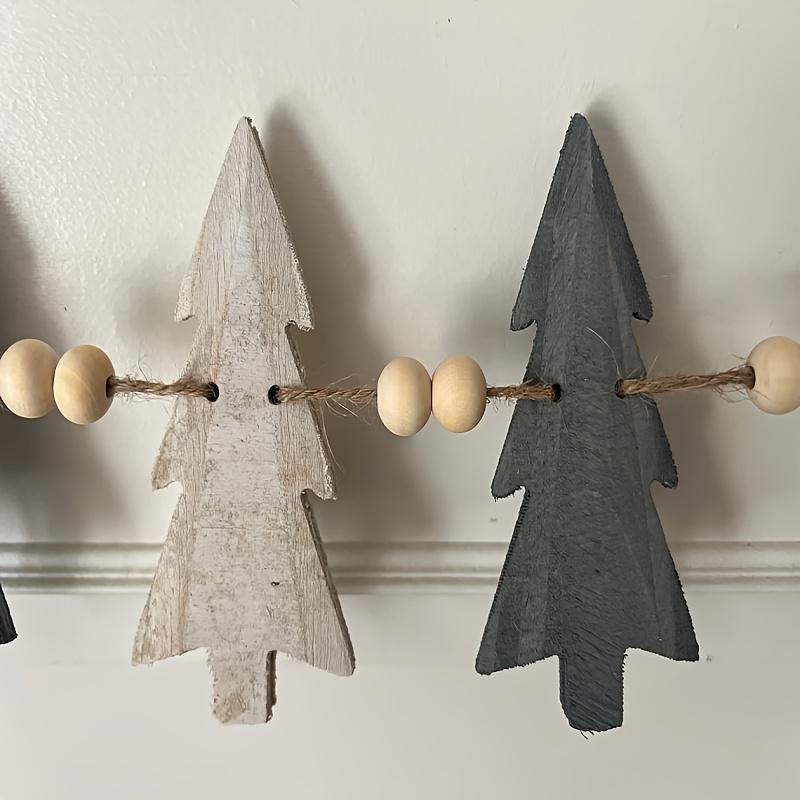 12 Trees and Wooden Beads Perfect Wreath, Winter Decoration, Christmas Decoration, Holiday, Fireplace Decoration Wooden Wreath,Christmas Decoration