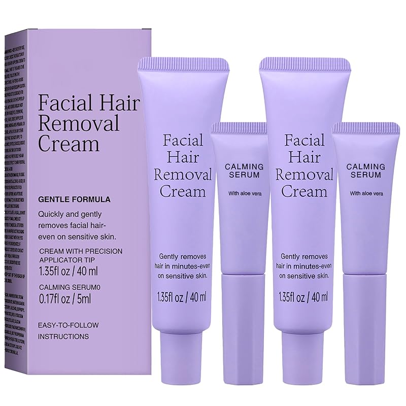 Luuma Facial Hair Removal Cream, Gentle Hairs Removers with Serum for Women, Long-Lasting Depilatory Cream for All Skin Types (1)