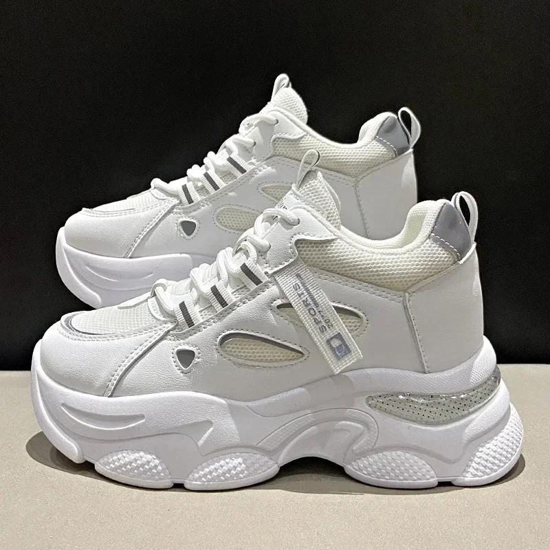 

Breathable Chunky Sneaker Women Fashion Thick Sole Platform Shoes for Women Soft Non-slip Running Shoes Zapatillas De Mujer 35 білий