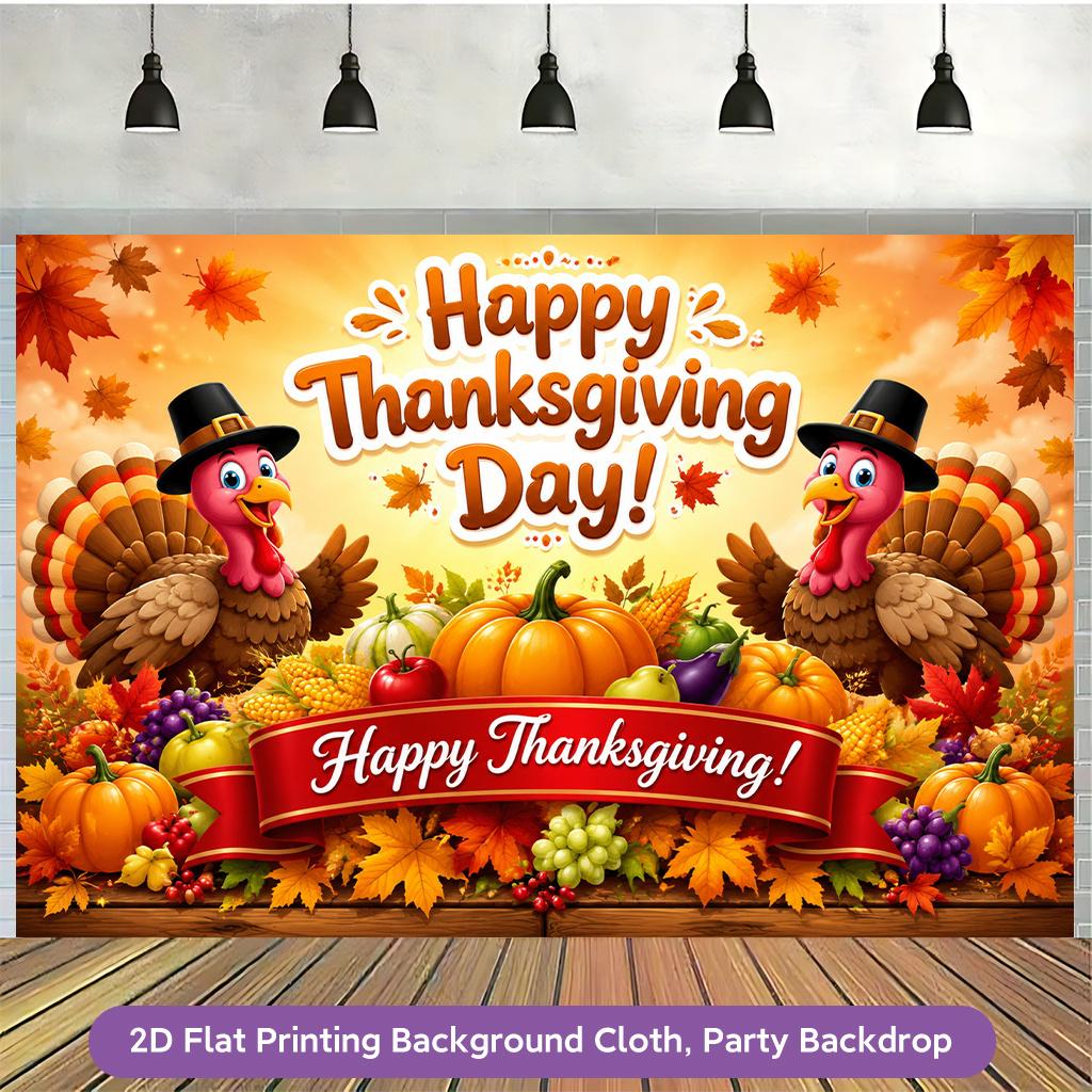 One 2D flat-print background banner and a polyester banner decoration for the joyful Thanksgiving celebration partyzyc
