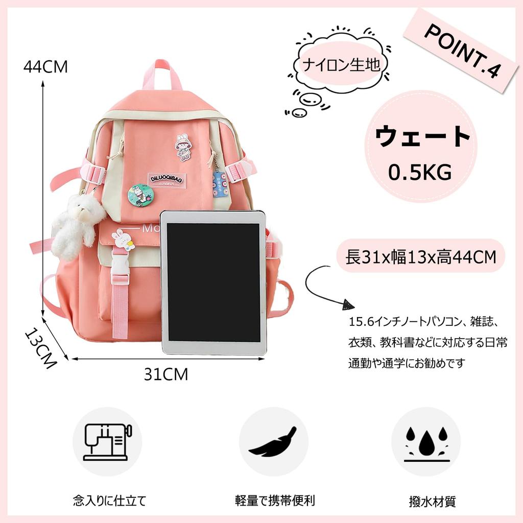 Zestaw plecaków FANDARE, Koreański design, Duża pojemność, Damski plecak szkolny, Torba shopper, Piórnik, Portmonetka, Portfel, Zestaw 4 sztuk z pluszowym misiem