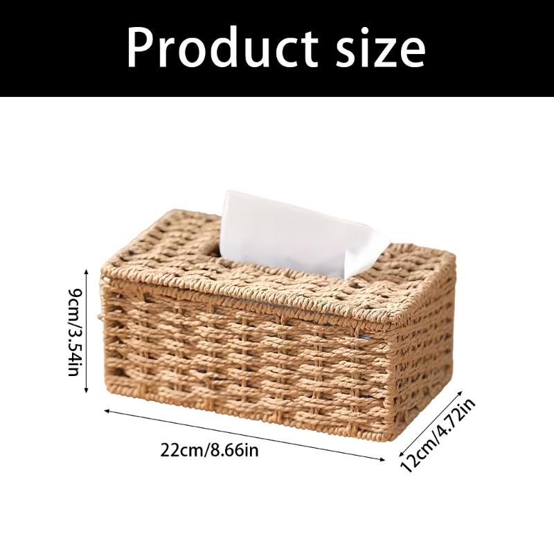 Dispenser di fazzoletti intrecciato a mano in fibra naturale Organizzatori decorativi da tavolo per soggiorno camera da letto Superfici lavabili