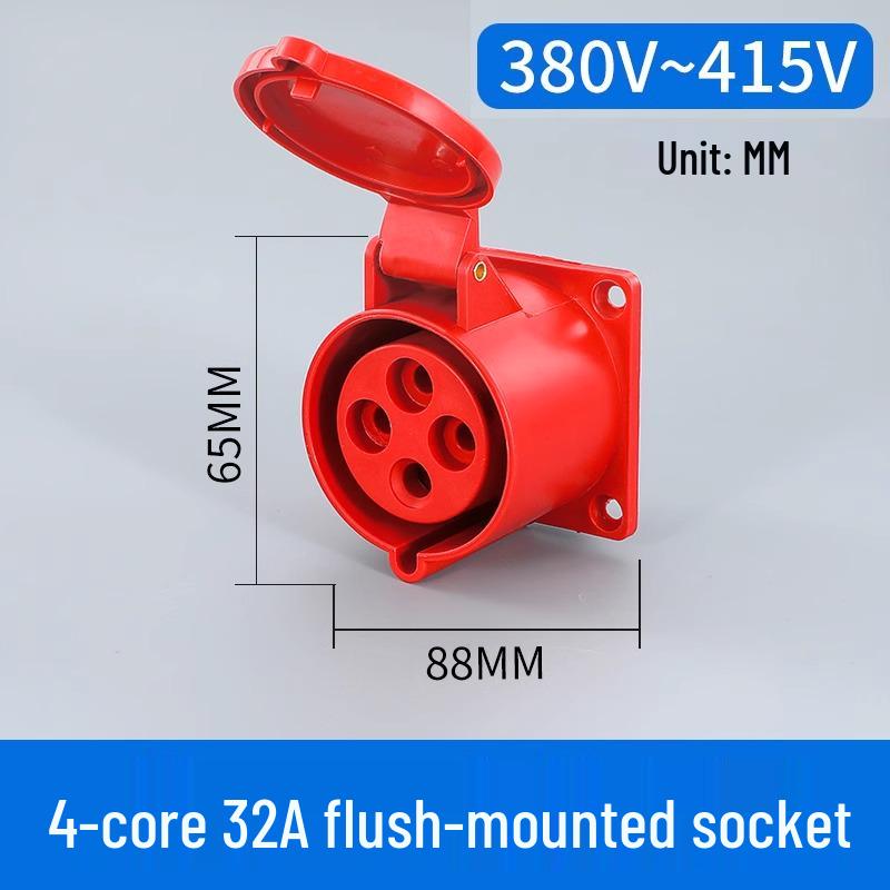Waterproof 3-Pin 5-Hole Industrial Socket Connector (16A/32A) - Male-Female Mating, Non-Explosion-Proof.