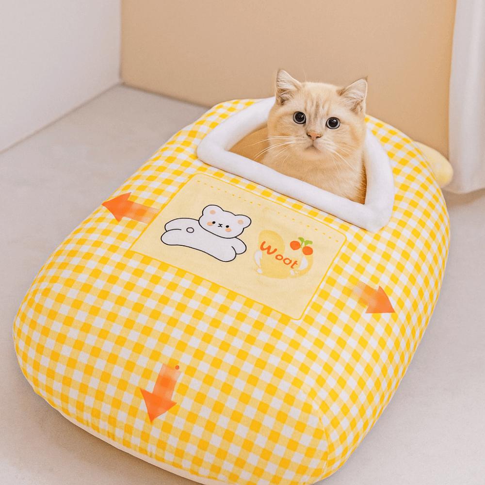 Dinosaur/Bear Pattern Pet Warm Nest Semi-Enclosed Cat Dog Kennel Cute Cat Cave Bed  Sleep