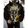 Herren Kapuzenpullover mit Reißverschluss und Tiger-Grafik, Langarm, Lässiger Outdoor-Mode-Mantel mit Kordelzug und Taschen, Reißverschluss-Kapuzenpullover für den Mann