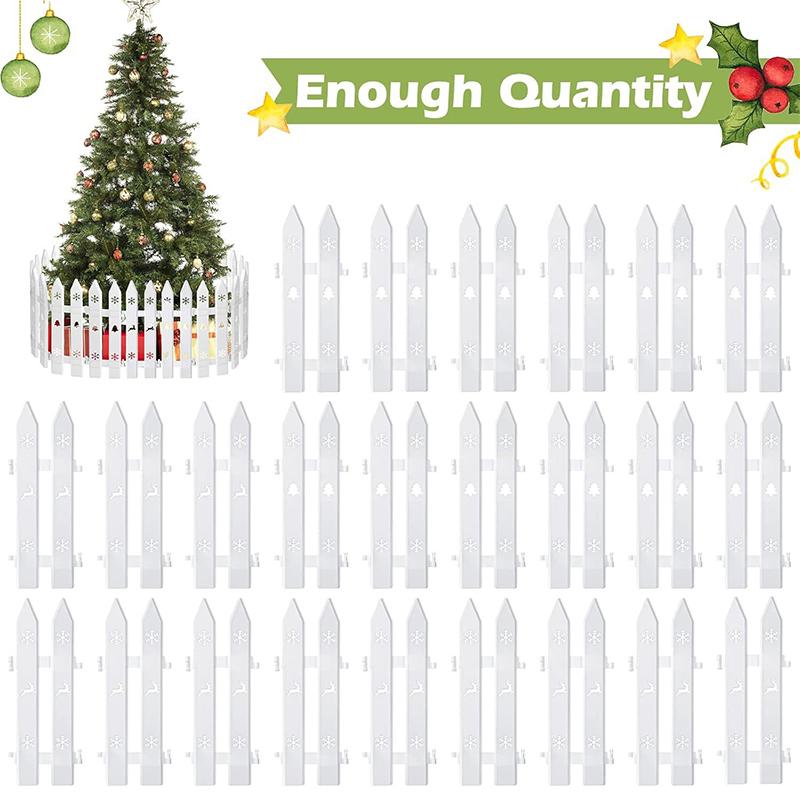 1 Set PVC Barrier White Fence Decorations Durable Hollow-Out Festive Surround Fence Winter Christmas Tree Holiday 30x10cm
