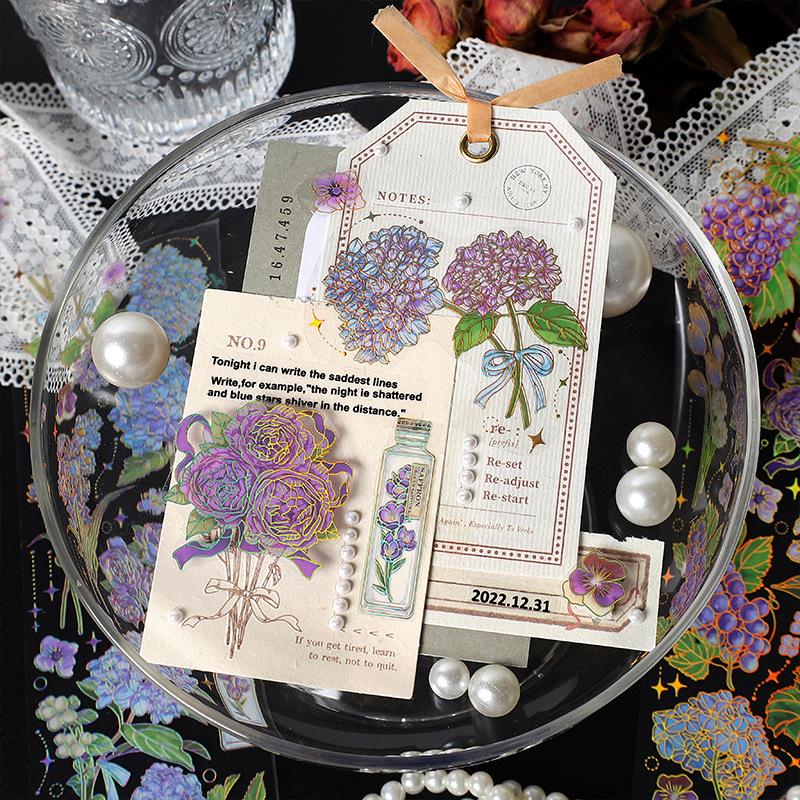 Infeel.Me 3D Hot Stamping PET Stickers: Mountain & Wild Roar Series - Retro Plant Journal Stickers (4 Styles)