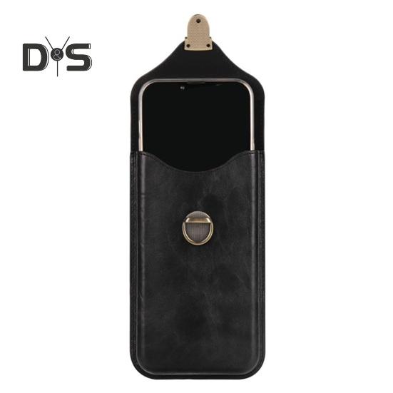 Mobile Phone Belt Bag Cellphone Holster for Blet Smooth Faux Leather Snap Closure Solid Color Regular Fit Portable Men Belt Pouch