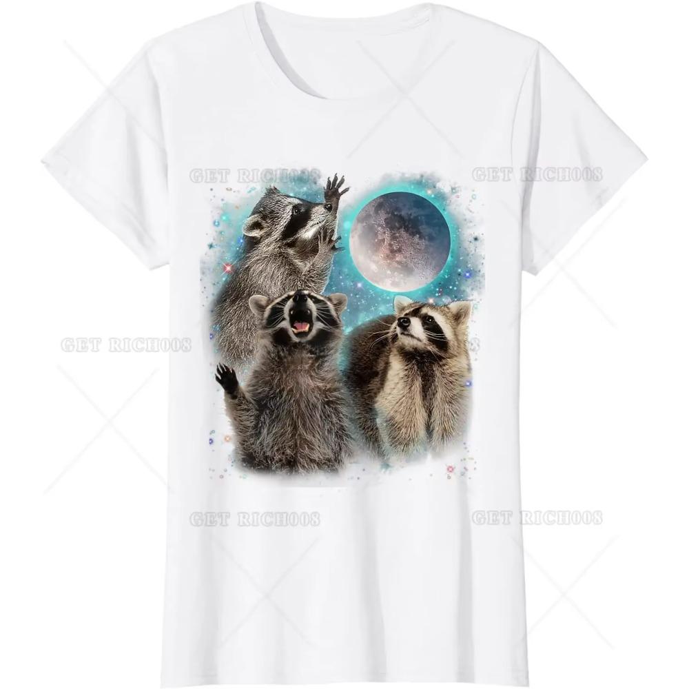 

Funny 3 Racoon Moon Howling Raccoon Head Funny for Men Women Kid T-Shirt Casual Daily Four Seasons Tees Tshirt XXXXXL белый