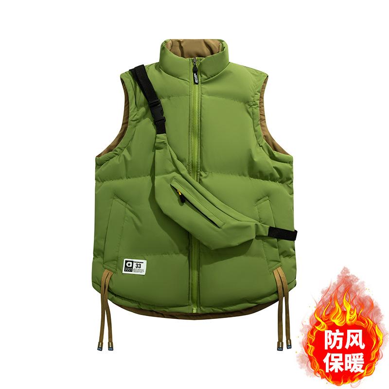 

Осень и зима новый двусторонний жилет мужской воротник-стойка американский утолщенный теплый черный жилет куртка XXXL