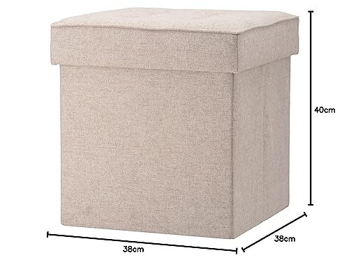 Fuji Boeki Dino Storage Stool, Folding, 38cm Wide x 38cm Deep x 40cm High, Beige, 80kg Weight Capacity, Fabric, 85846