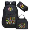 Backpack Sprunki Print 3 Pcs/set With Pencil Case Lunch Bags Kids Anime School Bags Boys Girls Teens Bagpacks