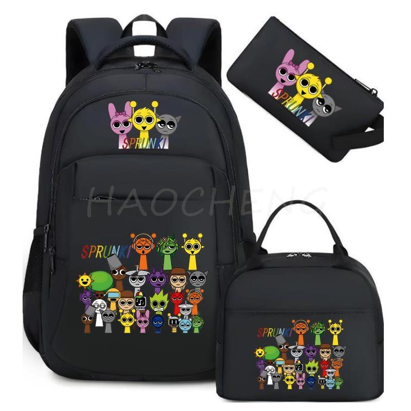 Backpack Sprunki Print 3 Pcs/set With Pencil Case Lunch Bags Kids Anime School Bags Boys Girls Teens Bagpacks