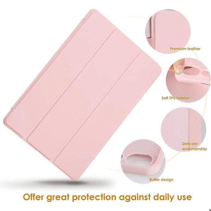Coque pour Samsung Galaxy Tab S9 FE/S10 FE - Rose - Protection Anti-Rayures - Support Pliable - Veille-Réveil