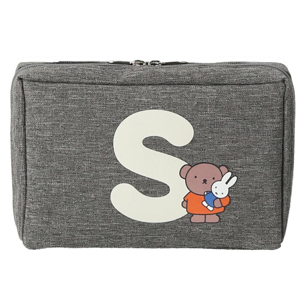 Miffy Initial Pouch Gray W X 11cm H X 5cm D Women's (30601203) (30601204B) (Initial S) Approx. 16.5cm