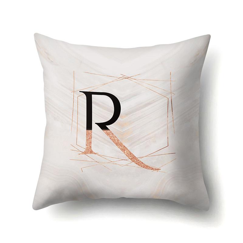Polyester Pillow Case Black Gold Watercolor Home Furnishing 26 English Letters Printed Waist Cushion Sofa Pillow Case