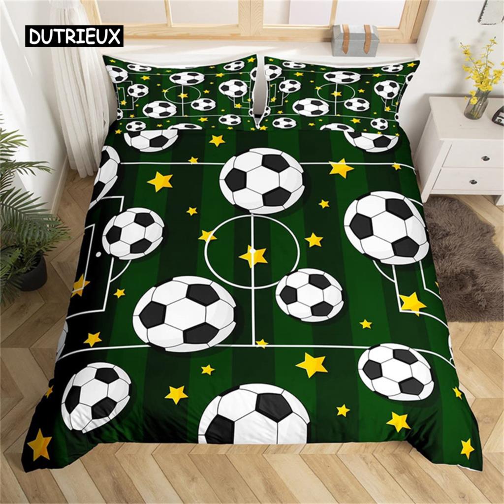 Boys or Girl 3D Football Duvet Cover Set Comforter Cover Ball Sport Theme Bedding Set Single Twin for Kids Teens Gift Bedroom