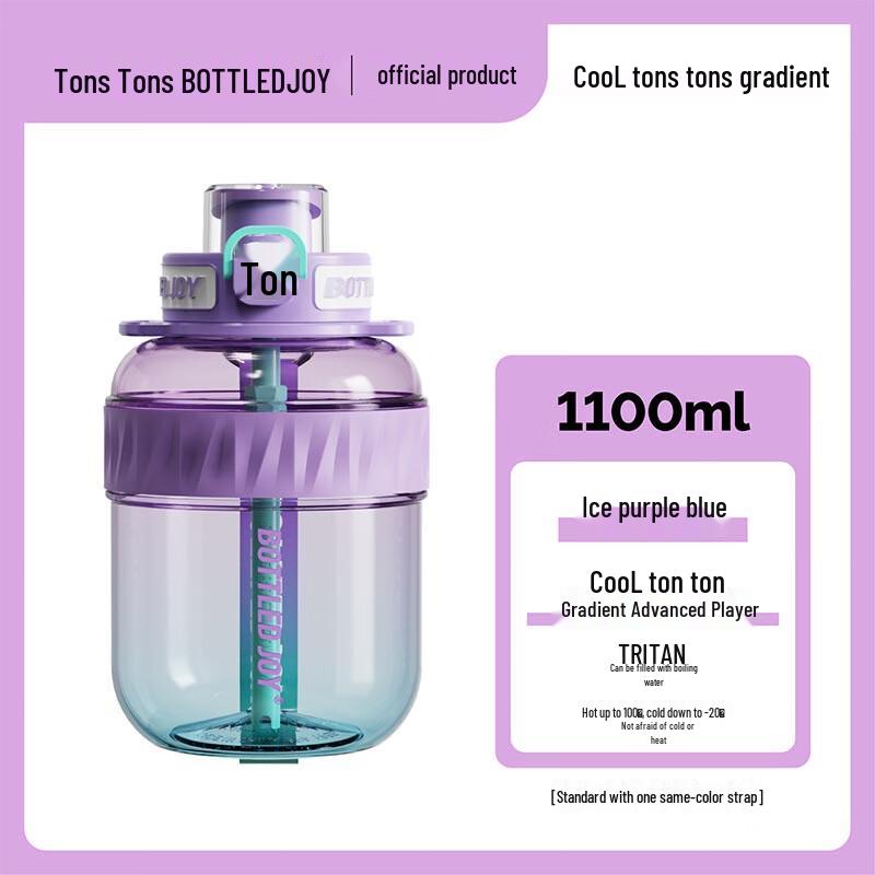 BOTTLED JOY 1.1L Tritan Water Bottle with Steel Ring  Flip-Top Lid