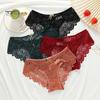 Underpants Women Briefs Hollow Out See-through Lace Thin Bow-knot Sexy Panties Mid Waist High-elasticity Lady for Daily Wear