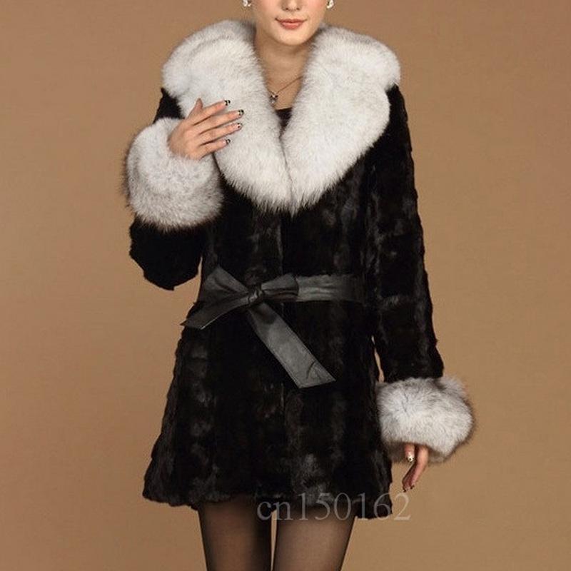 

Женская шуба из искусственного меха норки Женская осенне-зимняя новая шуба из искусственного лисьего меха средней длины и длинная шуба из искусственного меха норки S