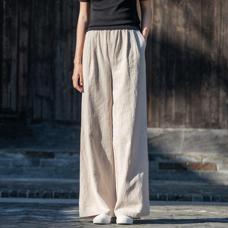 Cotton and Linen Wide-leg Pants Spring and Summer Literary Casual Pants Big Feet Wide-leg Pants Linen All-match Women's Long Pants