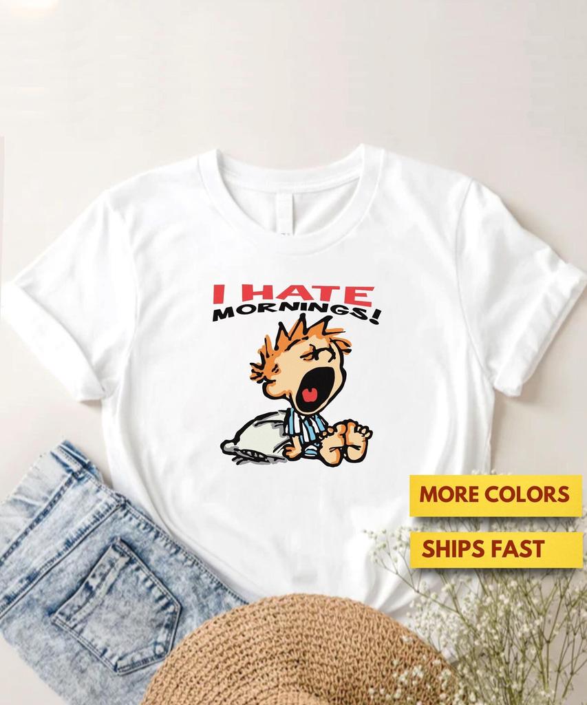 Vintage I Hate Mornings Premium T Shirt, Retro Cartoon T Shirt, Vintage T Shirt, Trendy T Shirt, Y2K, Vintage 90s Tee