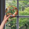 20CM 2D Flat Hummingbird Flower Color Art Translucent Round Window Hanging Decorative Acrylic Decorative Sun Catcher Parasol for   Garden Gift