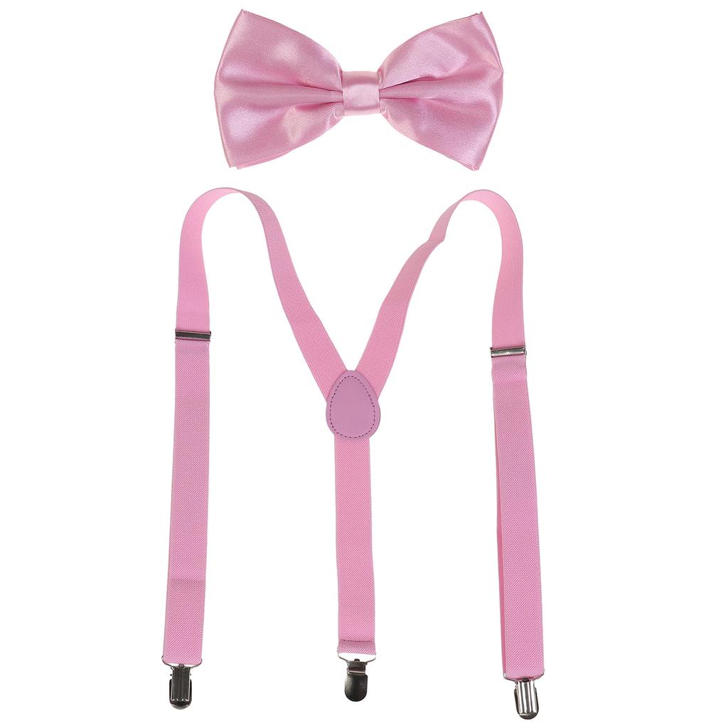 Ensemble classique de bretelles et nœud papillon, bretelles élastiques réglables en Y de 2,5 cm de large avec 3 clips, nœud papillon tissé pré-noué de 12 cm, taille unique pour hommes et femmes
