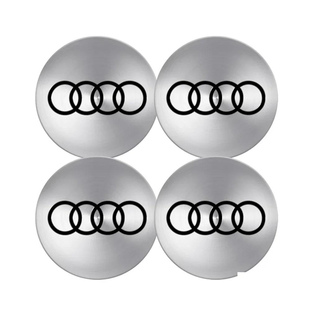 4pcs 56/60/63/65/68mm Wheel Center Caps Sticker Car Hub Cover Decoration For dgrb6 S RS A3 A4 B8 8P 8V A6 A5 Q5 B7 B6 B9 Q7 A1 A7