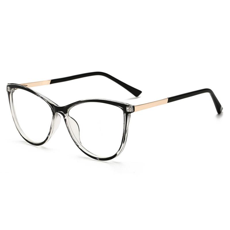 Blue Light Blocking Cat Eye Nearsighted Eyeglasses Spring Hinges Unisex Oval Prescription Spectacle 0 -0.5 -1.0 -2.0 To -6.0
